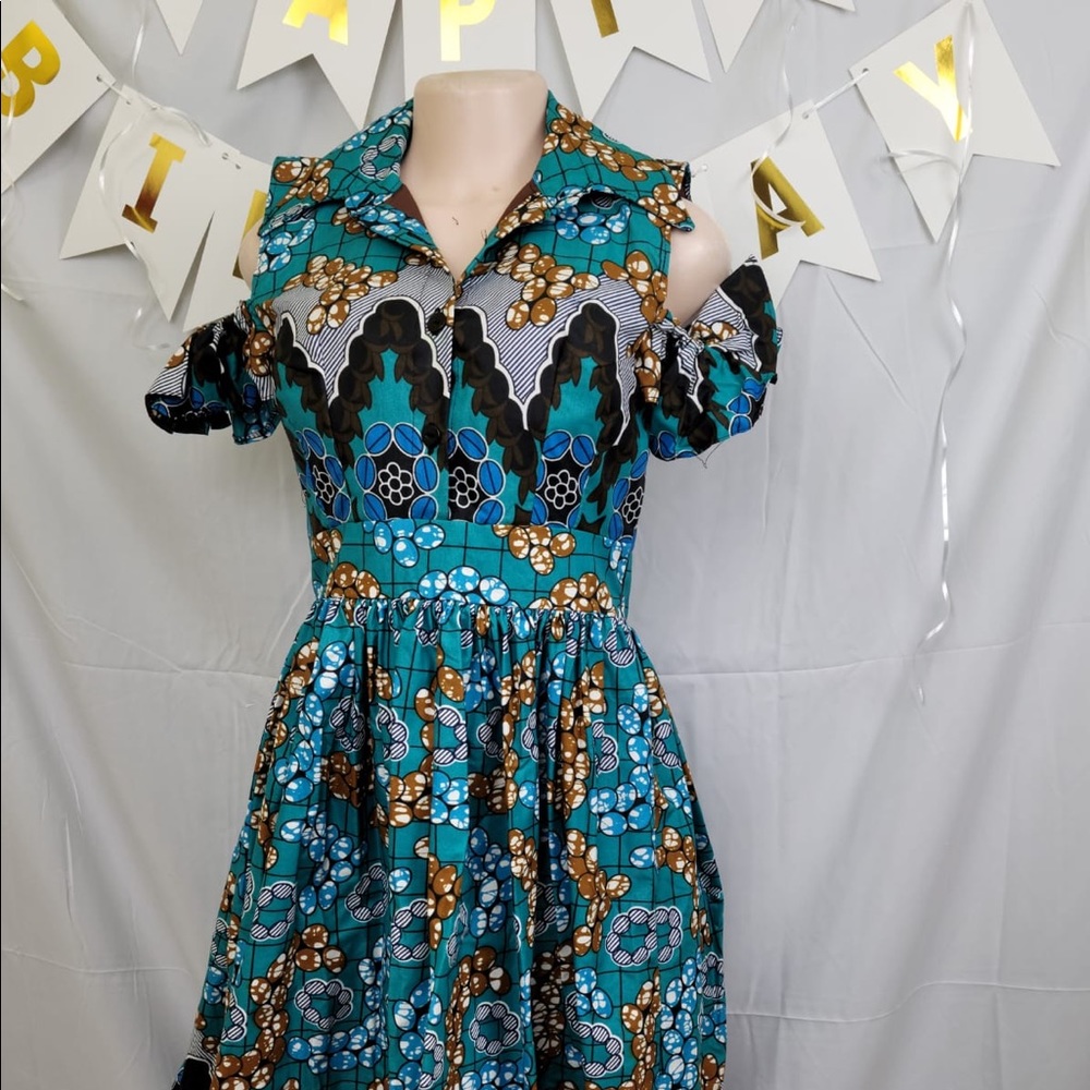 NWOT African Print Off Shoulder Dress